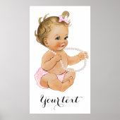 Roze Ruffle Pants Pearls Girl Baby shower Poster (Voorkant)