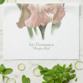 roze ruffled iris botanische kunst stijl theedoek (Gevouwen)