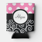 Roze Rug Stippen Swirl Gepersonaliseerd Blikjeskoeler (Voorkant)