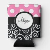 Roze Rug Stippen Swirl Gepersonaliseerd Blikjeskoeler (Achterkant)