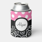 Roze Rug Stippen Swirl Gepersonaliseerd Blikjeskoeler (Blikje Achterkant)