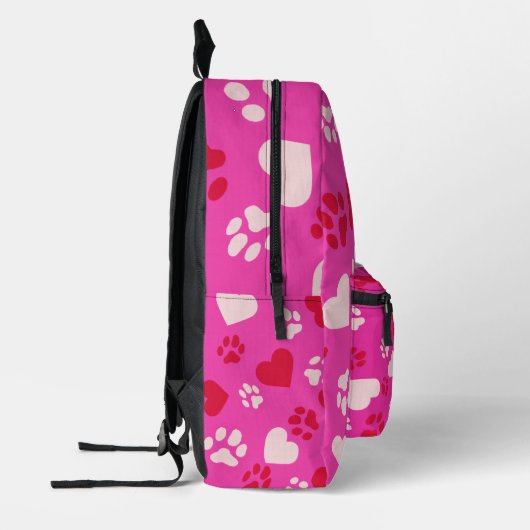 Roze Rugzak Wit & Rood Hart en Cat Paw Prints (Links)