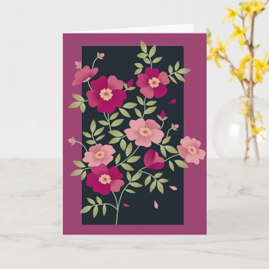 Roze Ruikertjes voor Moederdag Kaart (Gele Bloem)