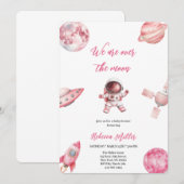 ROZE RUIMTE BABYSHOWER UITNODIGING (Voorkant / Achterkant)