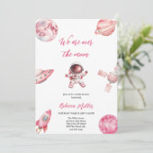 ROZE RUIMTE BABYSHOWER UITNODIGING (Staand voorkant)
