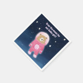 Roze Ruimte Beer Over de Maan Blauwe Sterrenhemel Servet (Hoek)