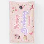Roze ruimte Happy Birthday-banner Spandoek (Verticaal)