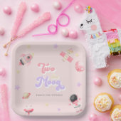 Roze ruimte Twee: de maan van Birthday Papieren Bordje (Feest)
