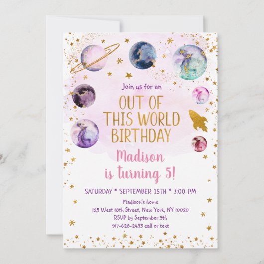 Roze ruimtemelkweg uit deze werelddag kaart (Voorkant)