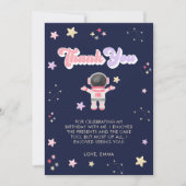 Roze ruimtesterren Astronaut Birthday Hartelijk da Bedankkaart (Voorkant)