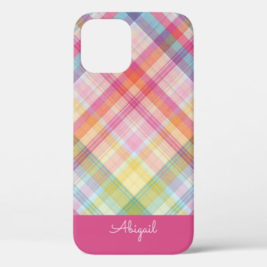 Roze ruit Case-Mate iPhone case (Achterkant)