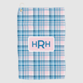 Roze ruit met modern monogram golfhanddoek