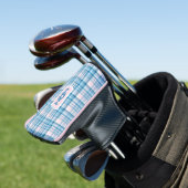 Roze ruit met modern monogram golfheadcover (Insitu)