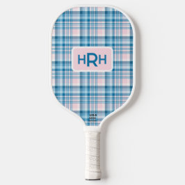 Roze ruit met modern monogram pickleball paddle