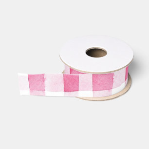 Roze ruit strepen verjaardag meisjesachtig grosgrain lint