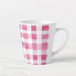 Roze ruit strepen verjaardag meisjesachtig latte mok
