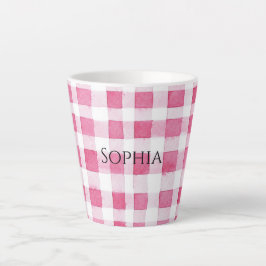 Roze ruit strepen verjaardag meisjesachtig latte mok