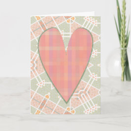 Roze ruit vintage stijl hart Valentijnskaart Kaart