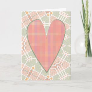 Roze ruit vintage stijl hart Valentijnskaart Kaart