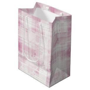 Roze ruit wit strepen verjaardag medium cadeauzakje