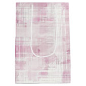 Roze ruit wit strepen verjaardag medium cadeauzakje (Achterkant)