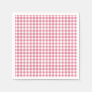Roze ruitjes geruite baby shower servet