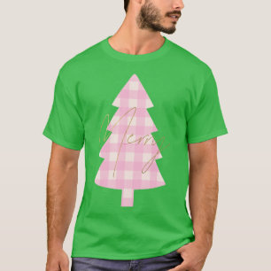 Roze ruitjes Kerstboom T-shirt