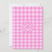 Roze ruitjes met zee schelp bedankkaart (Achterkant)