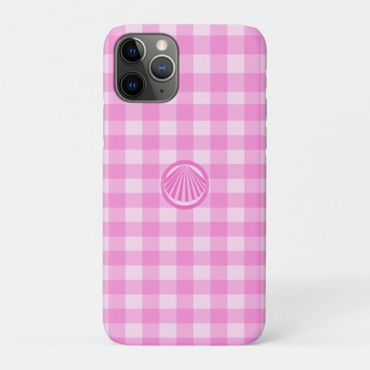 Roze ruitjes met zeeschelp- Case-Mate iPhone case (Achterkant)