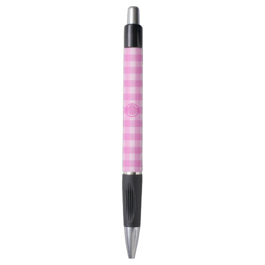 Roze ruitjes met zeeschelp- pen (Voorkant Verticaal)