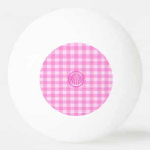 Roze ruitjes met zeeschelp- pingpongbal