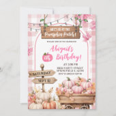 roze ruitjes pompoenveld verjaardag kaart (Voorkant)