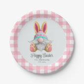 Roze ruitjes waterverf kabouter Pasen Papieren Bordje (Voorkant)