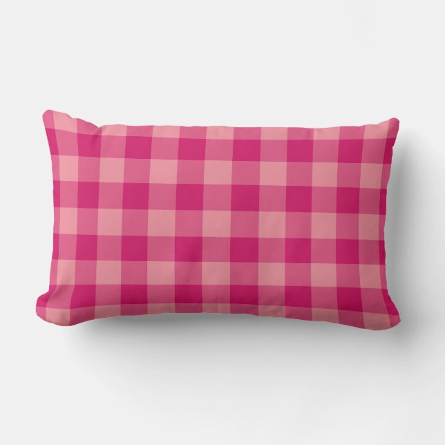 Roze ruitjespatroon kussen (Voorkant)