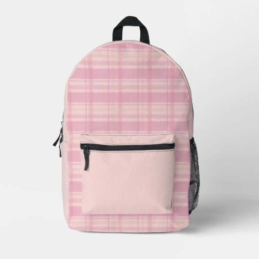 Roze ruitpastelpatroon bedrukte rugzak (Voorkant)