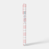 Roze ruitpatroon met naam iPhone 15 case (Linkerkant)