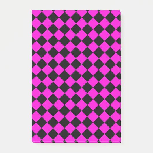 Roze ruitpatroon post-it® notes (Voorkant)