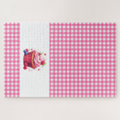Roze ruitruit aardbei cupcakes puzzels (Horizontaal)