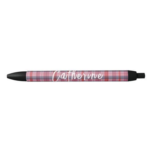 Roze ruitvormige gepersonaliseerde pen | One Owl A (Voorkant)