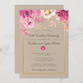 Roze Rustic 50ste trouwdag Kaart (Voorkant / Achterkant)