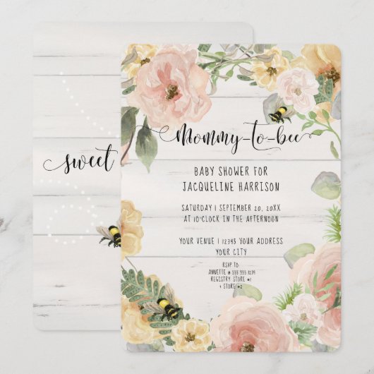 Roze Rustic BOHO drijft mammie tot bijenschoen Kaart (Voorkant / Achterkant)