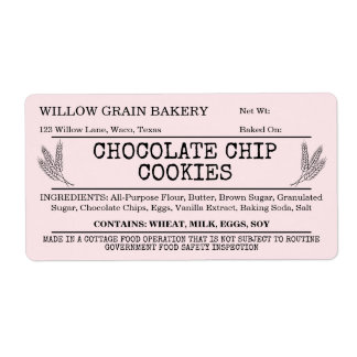 Roze Rustic Cottage Chocolate Chip Cookie Label