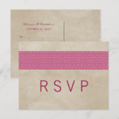 Roze Rustic Damask RSVP Briefkaart (Voorkant / Achterkant)