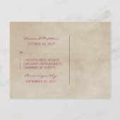 Roze Rustic Damask RSVP Briefkaart (Achterkant)