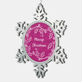 Roze Rustic Holly Snowflake Ornament (Rechts)