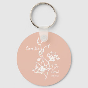 Roze Rustic I Do Crew Bruidsmeisje Bruiloft Kan Sleutelhanger
