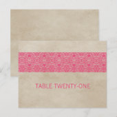 Roze Rustic Lace Table Number Briefkaart (Voorkant / Achterkant)