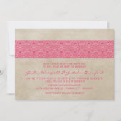 Roze Rustic Lace Wedding Invite Kaart (Voorkant)