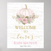 Roze Rustic Pumpkin Baby shower Welkomstbord Poster (Voorkant)