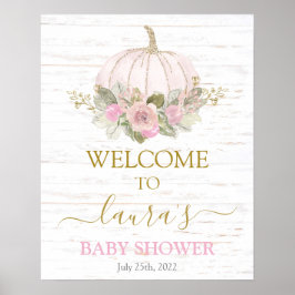 Roze Rustic Pumpkin Baby shower Welkomstbord Poster